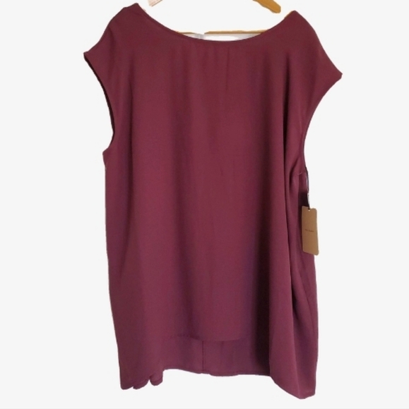 Halogen Tops - 🍷 Halogen Flowy Maroon Wine Shirt Dress Cap Sleeve Top